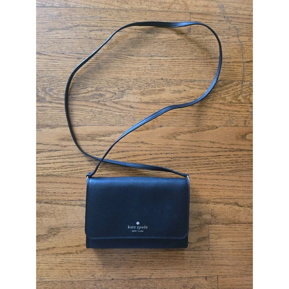 Kate Spade New York Kerri Wallet Crossbody Convertible Purse Black Leather Bag